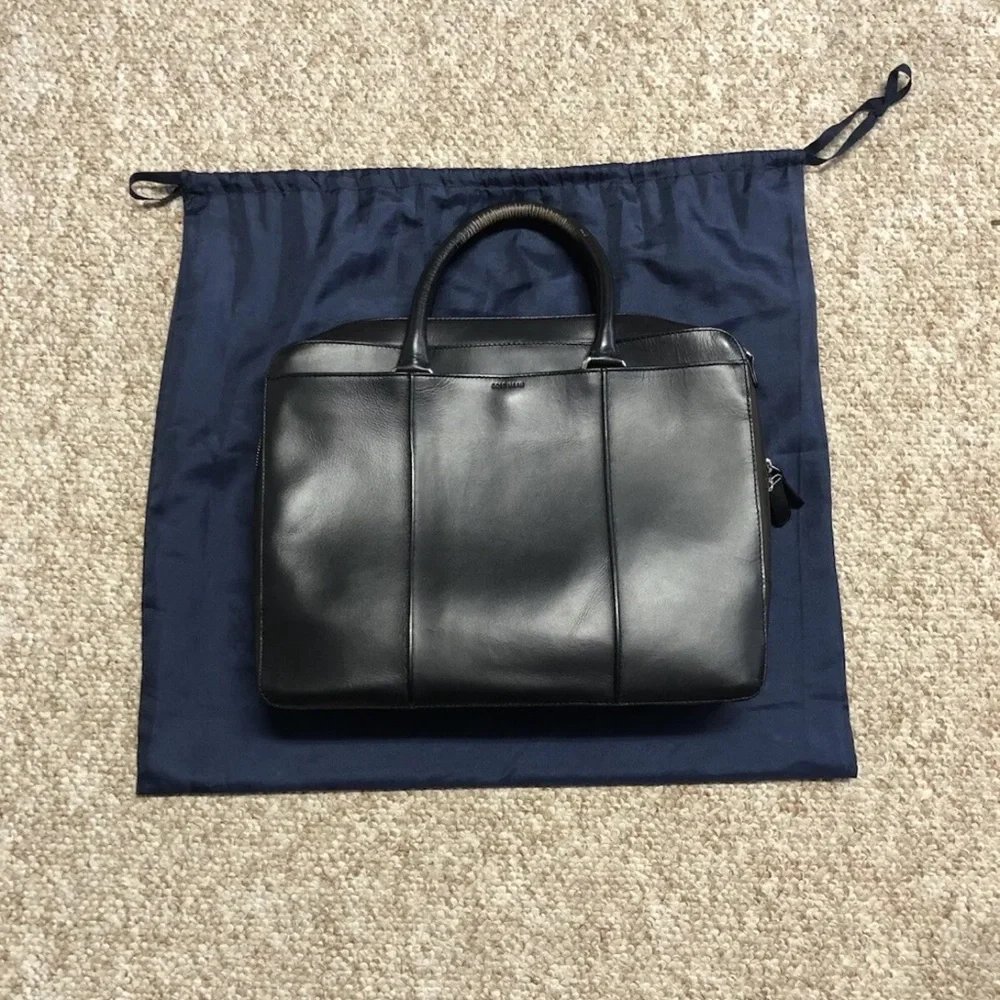 Cole Haan McKinney Genuine Leather Laptop Briefcase Messenger Bag, Black